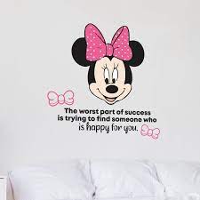 Design With Vinyl Happy For You Minnie Mouse Quote Cartoon Quotes Wall Sticker Art Design Decal For Girls Boys Kids Room Home Decor Stickers Wall Art Vinyl 8x10 Inch Wayfair Ca
