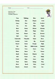 english worksheets parse the noun verb and adjective