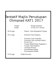 Feast, event, council, bersurai, disperse, march out, event cards. Tentatif Majlis Penutup Doc