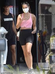 July 21, 1991 country of origin: Sara Sampaio Shows Midriff Leaving Gym And Later Exits Nail Salon In Blue Dress With Cherry Pattern Readsector