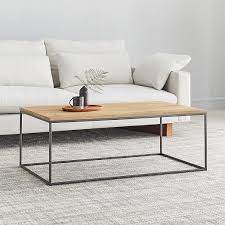 Nsdirect 36 inches round coffee table, rustic wooden surface top & sturdy metal legs industrial sofa table for living room modern design home furniture with storage open shelf (light walunt) 4.4 out of 5 stars. Streamline Coffee Table Wood West Elm
