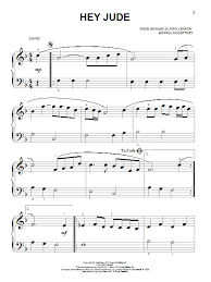 First take a look at the first 4 bars of the easy version (and be sure to push the play button to hear what they sound like too): Hey Jude Beatles Sheet Music Deluxe Easy Piano
