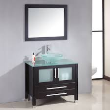 36 Solid Wood Glass Vessel Sink Set