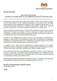 In 2009, malaysia repealed foreign investment committee (fic) guidelines that limited transactions for acquisitions of interests, mergers, and takeovers of local companies by foreign parties. Miti Malaysia On Twitter Media Release Malaysia And Qatar Looking At Possibilities To Collaborate On The 3rd National Car Darellleiking Imokman Https T Co T8j8xgmpg7