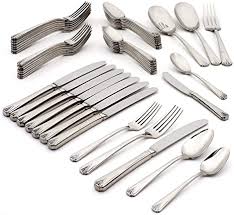 The most common type of composition found in rental situations, restaurants and catering functions is 18/10 and 18/0 and is what the basis of the 18 number refers to the percentage of chromium in the stainless steel flatware. Amazon Com Oneida Deauville 45 Piece Fine Flatware Set Service For 8 18 10 Stainless Steel Silverware Set Dishwasher Safe Flatware Sets