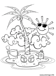 coloriage ile soleil palmier plage vacance ete a imprimer summer coloring pages sheets books livre de paroles les regrettes