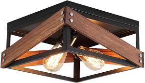 See more ideas about kitchen lighting, light fixtures, track lighting kitchen. Rustic Industrial Flush Mount Light Fixture Two Light Metal And Wood Square Flush Mount Ceiling Light For Hallway Living Room Bedroom Kitchen Entryway Farmhouse Black Amazon Com