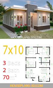 House Design 7x10 With 3 Bedrooms Terrace Roof House Plans 3d Croquis De Casas Pequenas Planos De Casas Medidas Diseno De Casas Sencillas