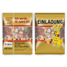 Einladung Kindergeburtstag Gummibarchen Tute Motiv