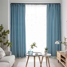 Contemporary Solid Blue Curtain Modern Simple Curtain Living Room Bedroom Study Fabric One Panel Curtains Living Room Blue Curtains Living Room Living Room Decor Curtains