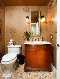 Painting bathrooms is a good time to experiment and use color blocking to make the room feel loftier still, with the lighter colors from picture (or dado) rail upwards, and pick a pale, reflective material, such as marble tiles, for the flooring. Bathroom Wall Stencils Houzz