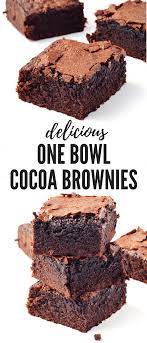 Easy One Bowl Cocoa Brownies Video Recipe Cocoa Brownies Brownies Recipe Easy Desserts