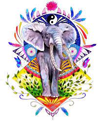 Equilibrio De Vida Original Por Pixiecoldart En Etsy Elephant Art Animal Art Art Prints