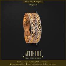 This one has a subtle, intricate design on a robust gold kada! Designer Gold Kada Bangle Art Of Gold Jewellery Coimbatore