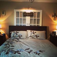 Reused Some Old French Doors As Decoration Behind The Headboard You Can Add Elements Onto The Wall Behind The Glass If Desired Eg Custom Paint A