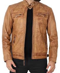 How many camels for your girlfriend? Camel Brown Distressed Leather Jacket Mens Quilted Leather Jacket
