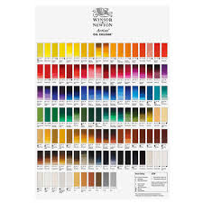 winsor newton artists oil paint hand painted color chart