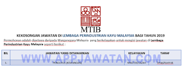 Permohonan jawatan kosong tnb research berikut adalah maklumat kekosongan… Jawatan Kosong Terkini Di Lembaga Perindustrian Kayu Malaysia Appjawatan Malaysia