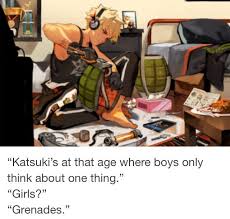 Check spelling or type a new query. Katsukis In Diesem Alter Wo Jungen Nur An Eine Sache Denken Granaten My Hero Academia Memes My Hero Academia Boku No Hero Academia Funny