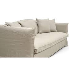 Hexagone Clark Canape Fixe 3 Places Tissu Lin Beige Clair L 204 X P 83 X H 98 Cm Tissu Lin Ensemble Canape Canape Lin
