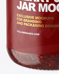 Download Clear Glass Jar With Raspberry Jam Mockup In Jar Mockups On Yellow Images Object Mockups PSD Mockup Templates