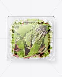 Transparent Plastic Container With Salad Mockup Top View In Pot Tub Mockups On Yellow Images Object Mockups