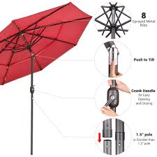 An end of the bolt has a reduced threaded portion, which receives a washer and a nut, and the main body of. 10 Ft 3 Tier Patio Umbrella With Crank Handle Push To Tilt Aluminum Home Garden Ebay