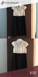 Black And White Knee Length Dress In 2020 White Knee Length Dress Business Casual Dresses Knee Length Dress