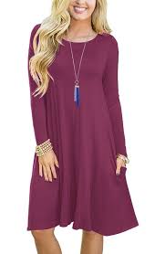 Grecerelle Womens Long Sleeve Casual Swing Dresses Flare Midi Dress Knee Length Shop2online Best Woman S Fashion Products Designed To Provide Midi Dress Casual Women Long Sleeve Tops Casual Dress