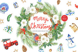 Download Merry Christmas Winter Set Graphic By Evgenia Art Art Creative Fabrica Yellowimages Mockups