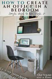 Take notice of the unique wallpaper choice. Creating An Office Space In A Bedroom Adding Function Organization And Style Our House Now A Home Bedroom Office Combo Home Office Bedroom Bedroom And Office Combo Ideas
