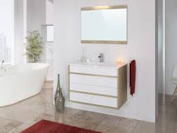 Meuble De Salle De Bain 80 Cm Koh Tao Imitation Chene Et Blanc Meuble De Salle De Bain Meuble Vasque Meuble Suspendu