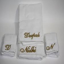 Cheap bath towels, buy quality home & garden directly from china suppliers:new microfiber hair wrap embroidered personalised bath towel gift set cotton enjoy free shipping worldwide! Buy Personalised Embroidery Bath Towels Set With Your Name White Online 1899 From Shopclues