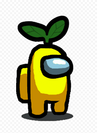 Hd Yellow Among Us Character With Green Leaf Hat On Head Png Citypng Yellow Cute Backgrounds For Iphone Cute Drawings