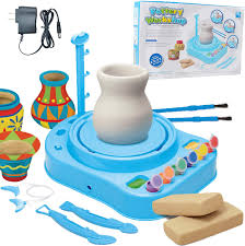 Roll or hammer a round slab on the wheel. Buy Pottery Wheel Kit For Kids Handmade Artist Paint Pottery Studio Ceramic Machine With Sculpting Clay Educational Handicraft Diy Toy Art Craft Kit For Boys Girls Beginners Blue Online In Turkey B08v8bmzgl