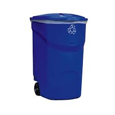 Trash can blue with wheels and lid average rating: Rubbermaid 45 Gal Roughneck Blue Wheeled Recycling Trash Container 1884496 The Home Depot