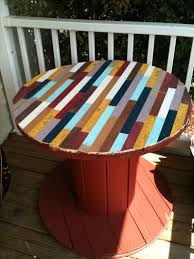 Giant Spool At Lowe S For 0 50 Painted It And Designed A Table Top With Yard Sticks New Table Fo Spool Furniture Cable Spool Furniture Wooden Spool Tables