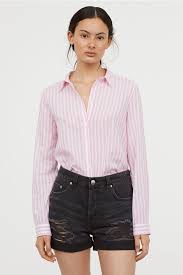 Cotton Shirt Light Pink White Striped Ladies H M Us Pink Striped Shirt Daily Dress Me Cotton Shirt