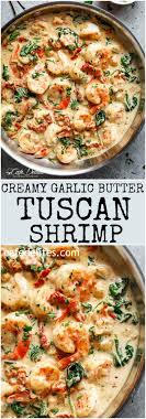 Add cream sauce to saute pan to toss the drained pasta or rice with the cream sauce and seafood, reserving a few scallops and shrimp for the top. Creamy Garlic Butter Tuscan Shrimp Video Cafe Delites