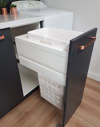 Efficient Pull Outs For Busy Laundries In 2020 Laundry Room Remodel Laundry Basket Storage Laundry Room Design