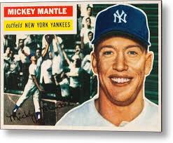 1956 Topps Mickey Mantle Gray Back Metal Print