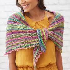 I am beyond thrilled to bring you the lenox knit shawl free pattern, part of a double release knit & crochet pattern set. Red Heart Vibrant Knit Shawlette Yarnspirations
