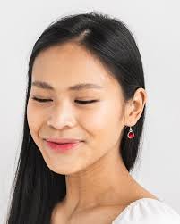 Recycled Reclaimed Vintage World War II Era Ruby Red Beer Bottle Glass  Glass Color Dot Earrings