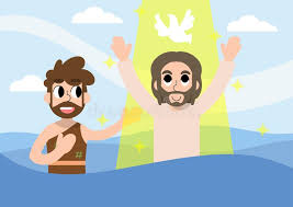 Jesus approaches john to baptize him. A Cartoon Vector Of Jesus Being Baptized By John Bible Stories Stock Vector Illustration Of Happy Baptist 172638707