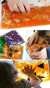 Sensory bags allow children to explore, discover, imagine, create, and learn while engaging many of their senses. Halloween Sensory Bags