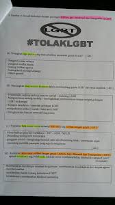 Malaysia stands under heavy influence of islam and homosexuality is technically illegal. We Had Our Moral Exam At School Today In Malaysia And This Shit Was In One Of The Question As You Can See The Question Is Related With Anti Lgbt And Question B