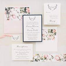 Garden Roses Wedding Invitations Blush Navy Beacon Lane Modern Floral Wedding Invitations Rose Wedding Invitations Floral Wedding Invitations