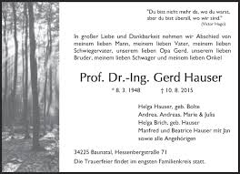 Andrea hauser, münchen, oberbayern, bayern, deutschland. Anzeige Von Prof Dr Ing Gerd Hauser Sz Gedenken De