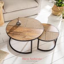 Couchtisch 2er Set Rund Mangoholz Riess Ambiente De In 2020 Couchtisch Couchtisch Truhe Couchtisch Set