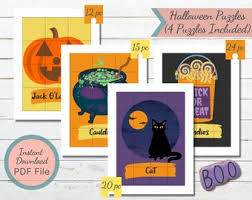 It's also a great way for parents to get in extra practice with their children over the summer, or when they're strugglin. Halloween Puzzle Etsy